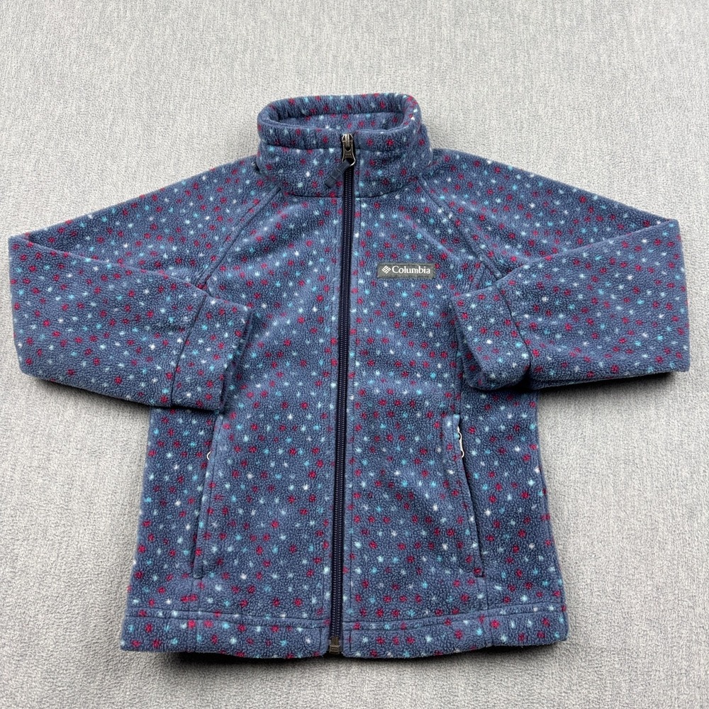 Columbia Jacket Girls XXS‎ Blue Benton Springs II Printed Fleece Full Zip Kids